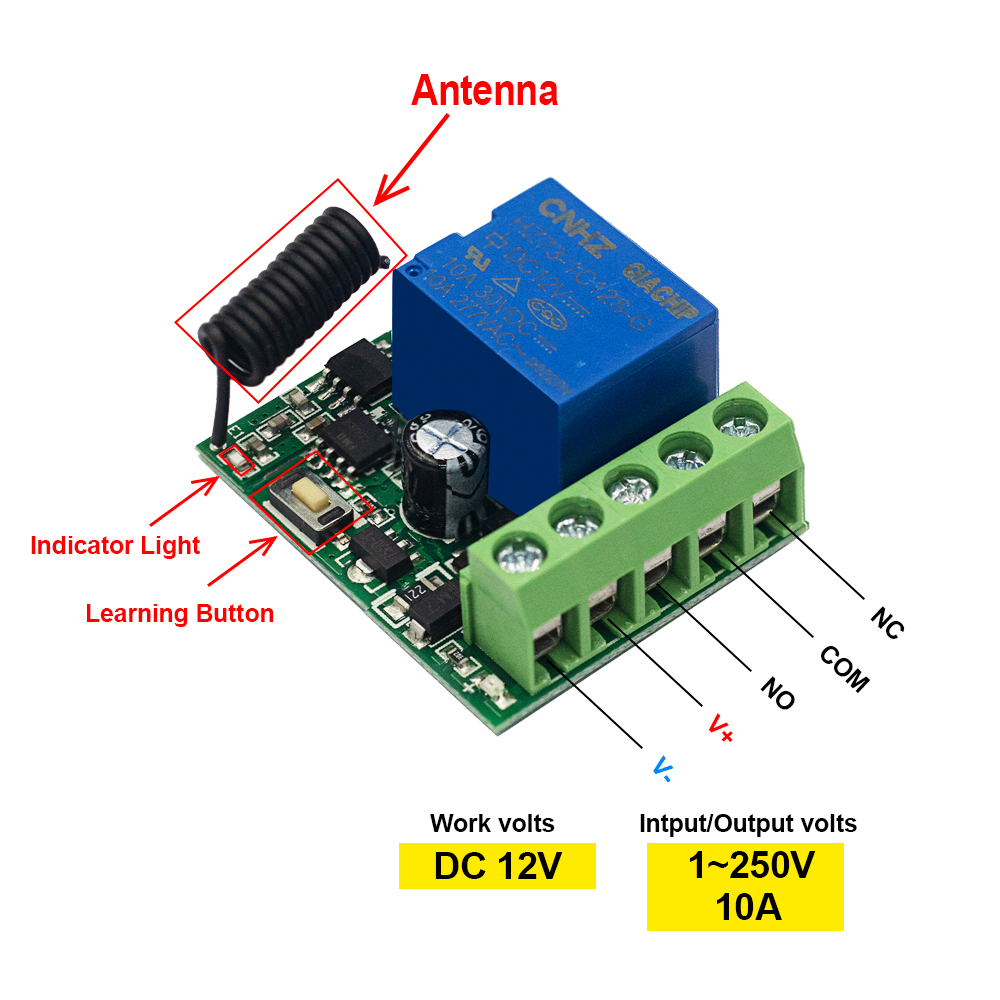 QIACHIP 433MHz DC 12V Wireless – обзор и цена 433Mhz Receiver Module