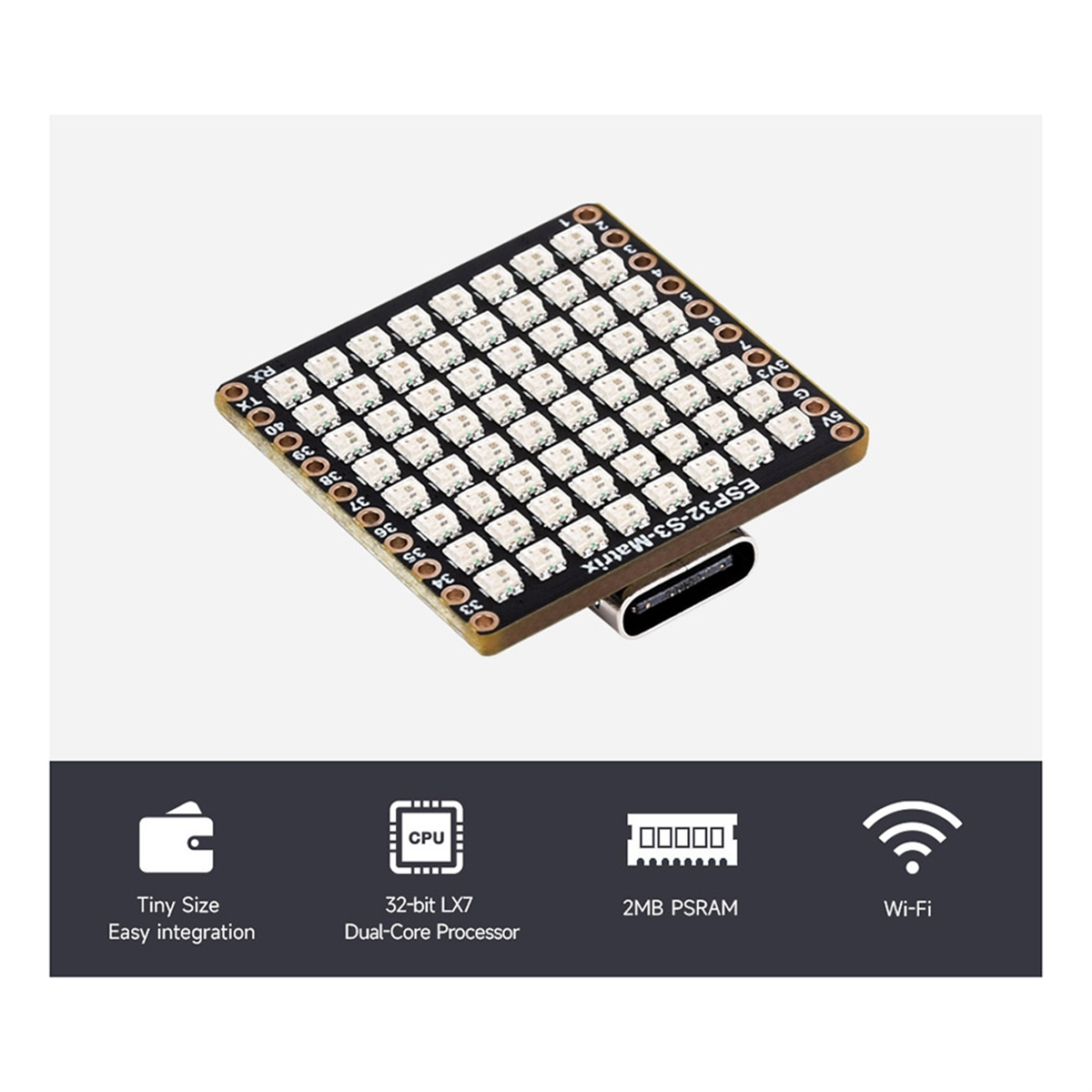 ABGN ESP32-S3 Development Boar – обзор и цена Rgb Led Matrix 8X8